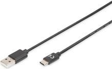 Digitus USB Connection Cable/Type C -A USB Type-C Anschlusskabel, Typ C auf A St/St, 1.8m, 3A, 480MB, 2.0 Version, sw (AK-300154-018-S)