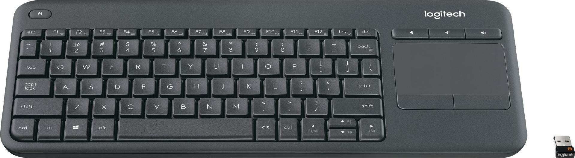Logitech K400 Plus Wireless Touch Keyboard QWERTY US International Schwarz