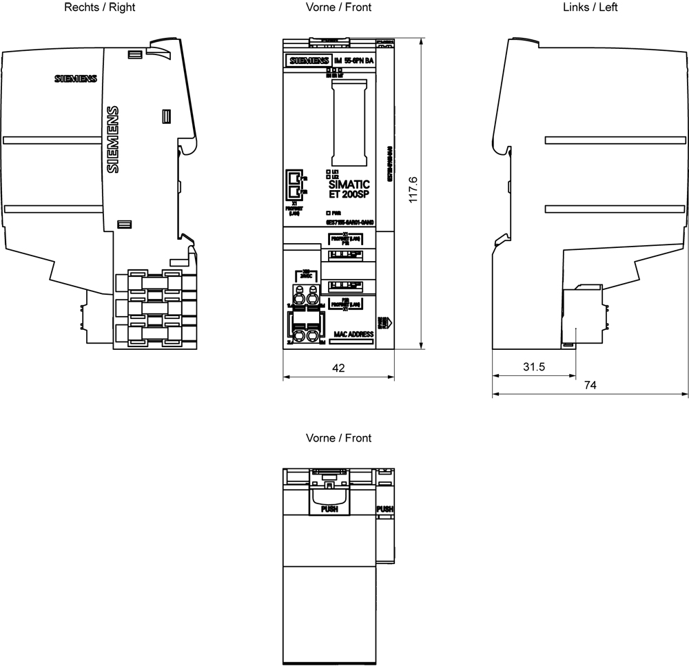 Siemens SIMATIC ET 200SP IM 155-6 PN BA Servermodul (6ES7155-6AR01-0AN0)