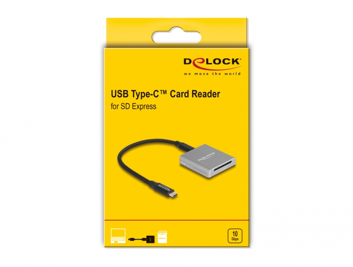Delock Kartenleser USB-C 3.2 Gen 2 SD Express (SD 7.1) Grau