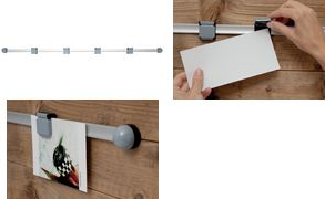 MAUL Planhalter-Wandschiene mit 4 Clips, Länge: 1.045 mm verdeckte Wandbefestigung, inkl. Montagematerial, - 1 Stück (6251185)