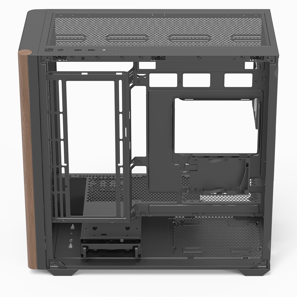 Aerocool D301A Mini Tower Gehäuse Micro-ATX Schwarz, Holz
