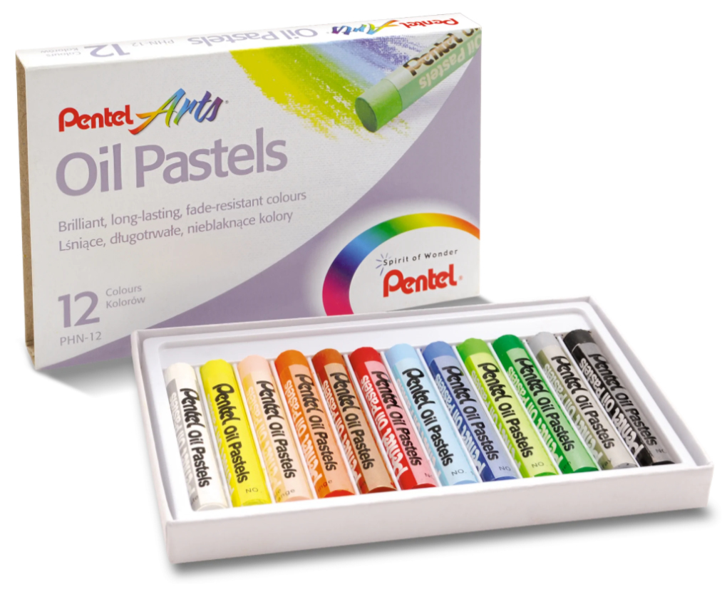 PentelArts Ölpastellkreide PHN4-12, 12er Kunststoff-Etui, Mehrfarbig