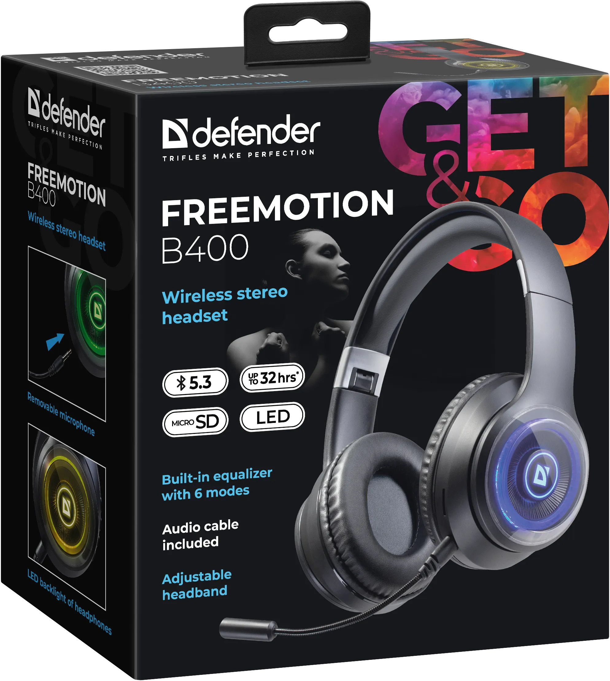 Defender FreeMotion B400 Bluetooth 5.3 Kopfhörer Schwarz