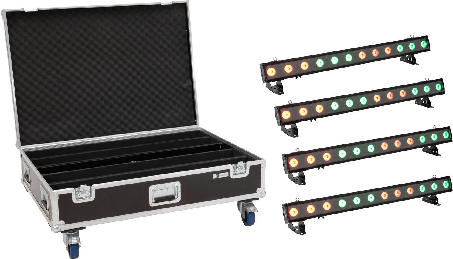 EUROLITE Set 4x LED IP T-PIX 12 HCL Leiste + Case mit Rollen (20000889)