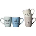 Ritzenhoff & Breker Kaffeebecher SPRÜCHE, 330 ml aus Porzellan, spülmaschinengeeignet, konische Form, - 4 Stück (419986)