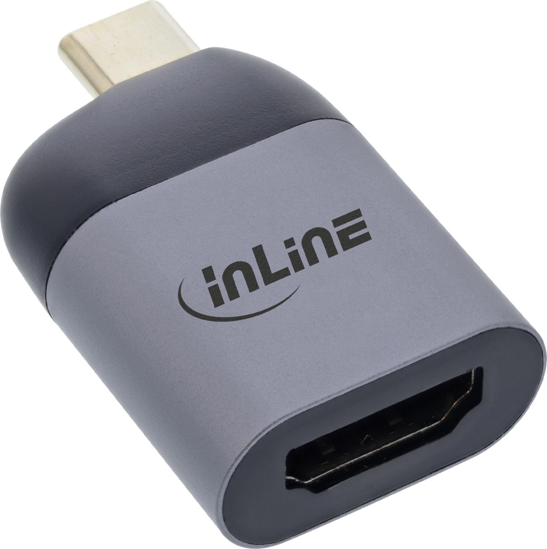 InLine USB Display Konverter USB-C Stecker zu HDMI Buchse 4K60Hz Grau