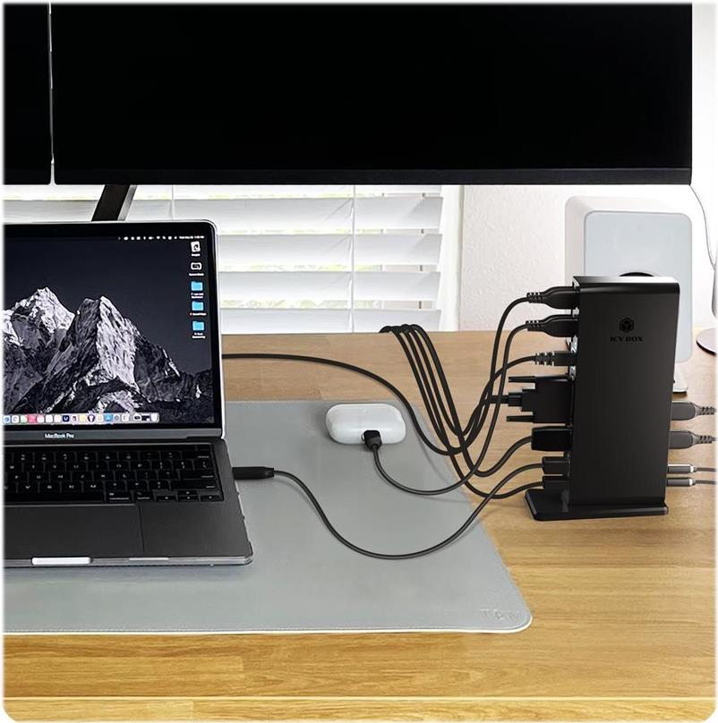 ICY BOX IB-DK2241AC 11-in-1 Dockingstation USB 3.2 Gen 1 HDMI DVI Gigabit Ethernet Schwarz