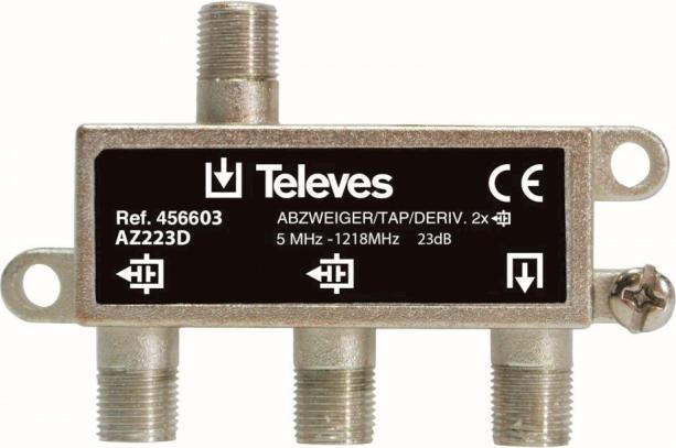 Televes AZ223D 2-fach Abzweiger 5-1218 MHz AD:23dB 456603 (AZ223D)