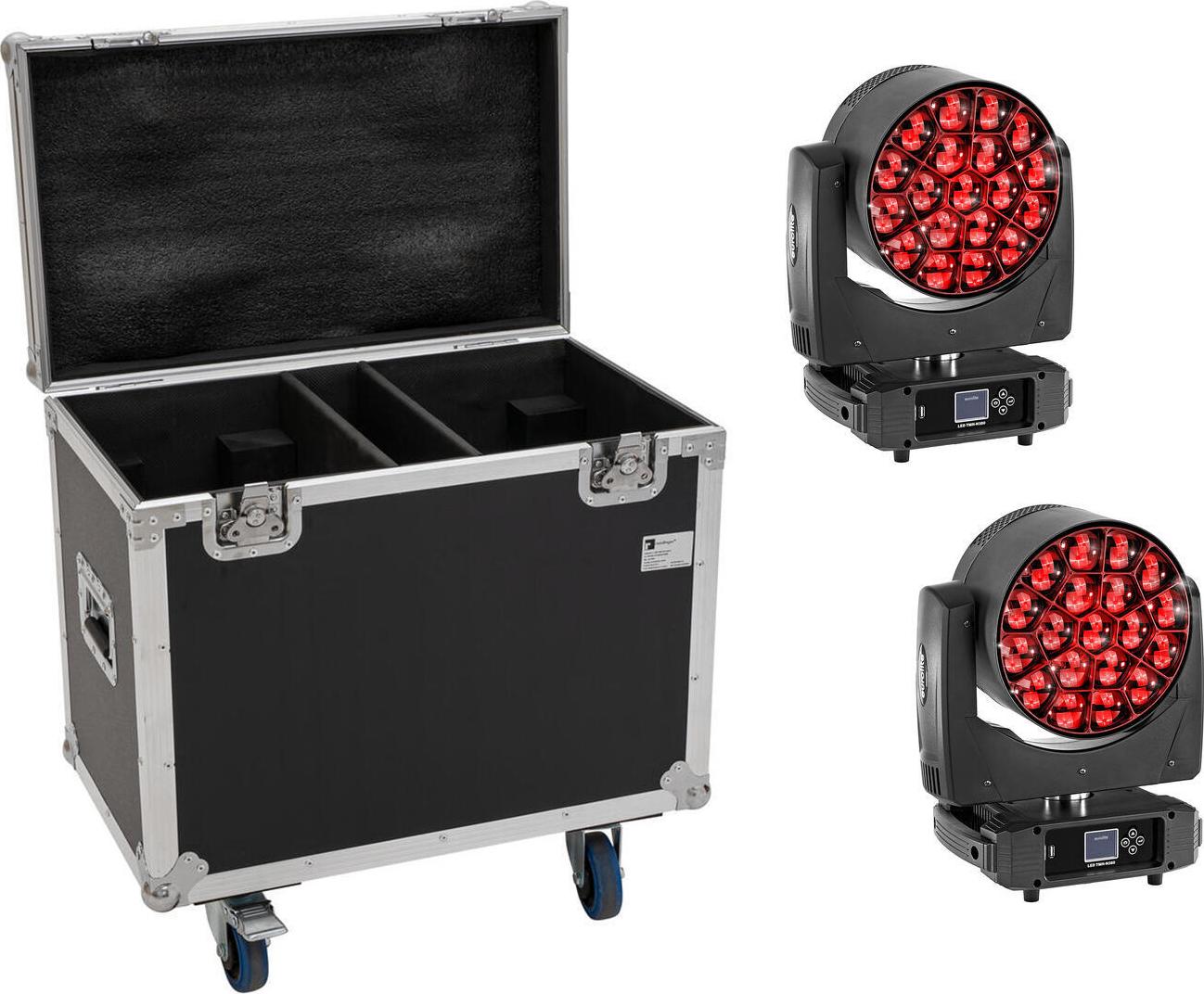 EUROLITE Set 2x LED TMH-H380 Beam/Wash/Flowereffekt + Flightcase mit Rollen