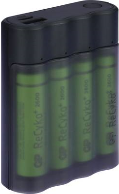 GP Batteries Portable PowerBank 134DX411270AAHCEC4 Akkuladegerät Nickel-Metallhydrid (NiMH) 2600 mAh Schwarz (134DX411270AAHCEC4)