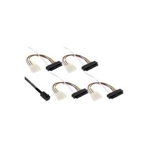 INLINE ® Mini SAS HD Kabel, SFF-8643 gewinkelt zu 4x SFF-8482 (29-pol.) + Strom, 1m