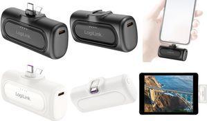 LogiLink Powerbank, 5.000 mAh, 2x USB-C, schwarz einklappbarer USB-C Stecker, USB-C Kupplung, Geräteschutz, - 1 Stück (PA0349)