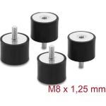 Delock Vibrationsdämpfer M8 x 1,25 mm D 40 x H 30 mm mit Innen und Außengewinde 4 Stück schwarz (60822)