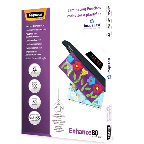 Fellowes 5306114 A4 Laminierhüllen 80 Mikron 100 Stück Transparent