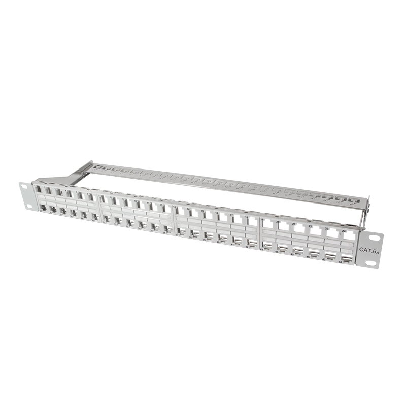 LogiLink NK4046 19" Keystone Patch Panel, 48 Port, geschirmt, 1 HE, Grau (RAL 7035)