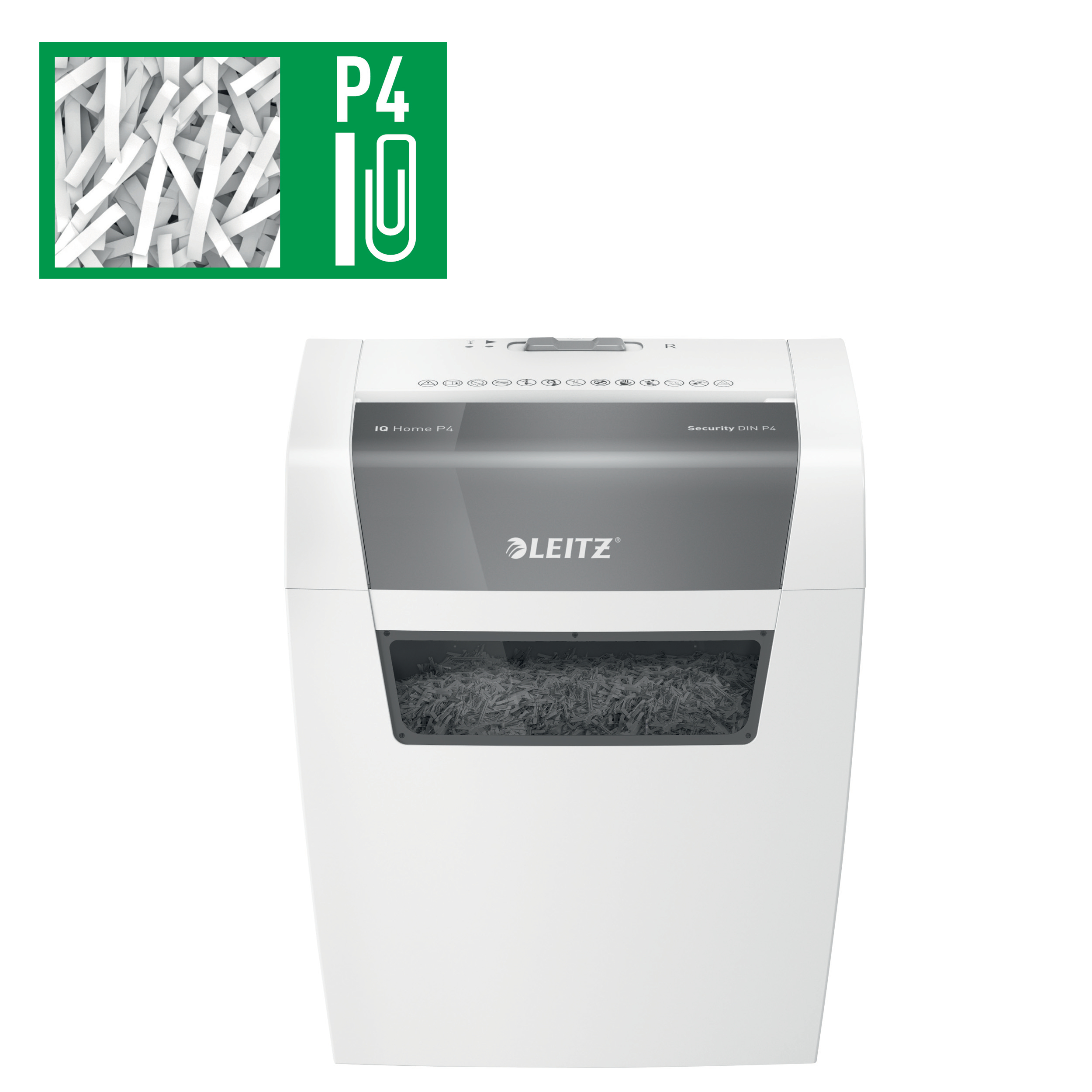Leitz IQ Home P4 Aktenvernichter Partikelschnitt P-4 6 Blätter 15 l Weiß