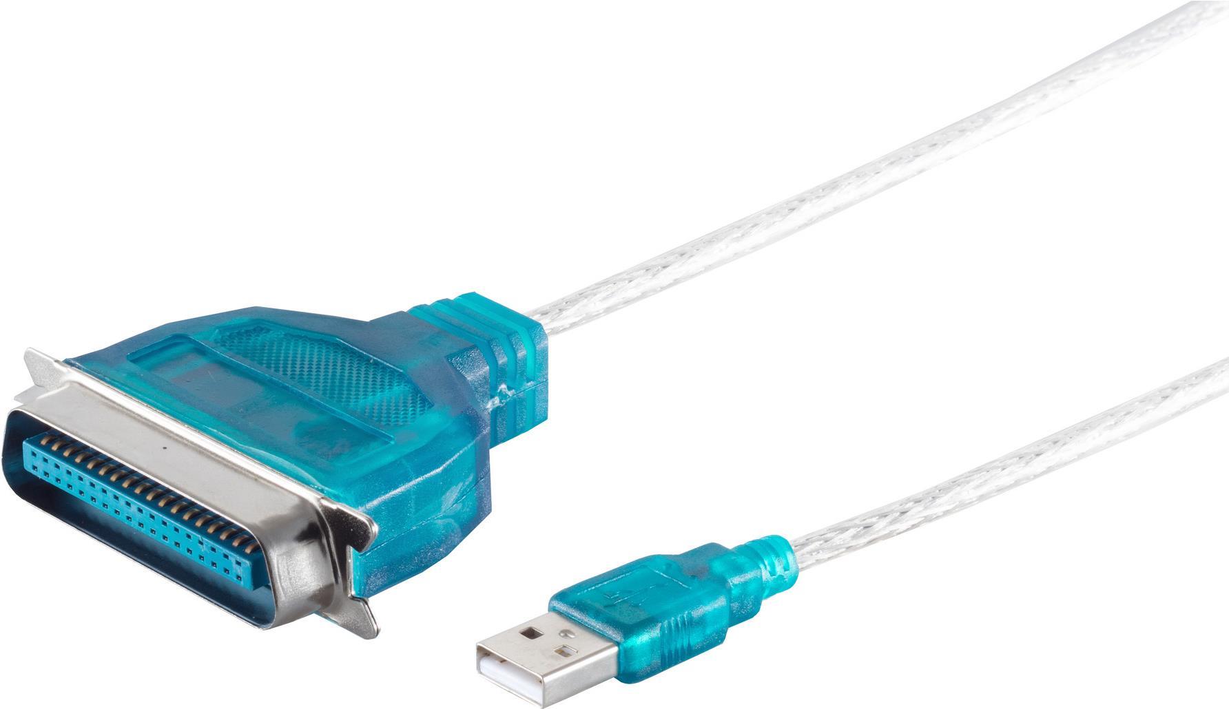 S/CONN maximum connectivity Parallel-Druckerkabel USB-Centronics, ca. 1,2m (75607)