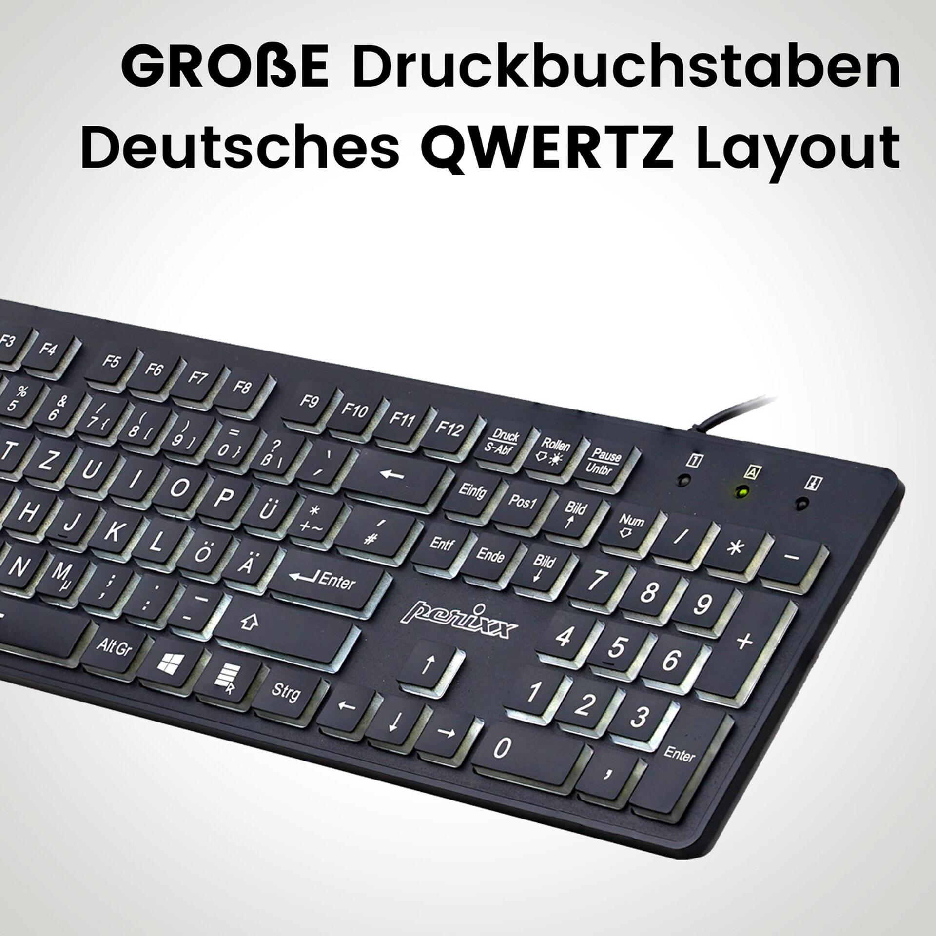 Perixx PERIBOARD-317 USB Tastatur QWERTZ DE Schwarz