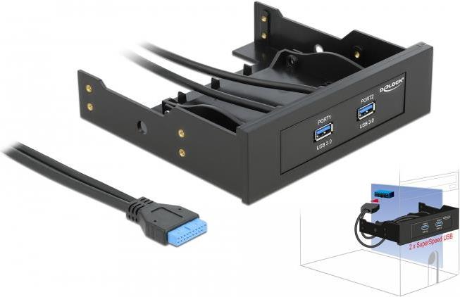 DeLOCK USB3.0 Front Panel 2-Port Anschlüsse am vorderen Bedienfeld 