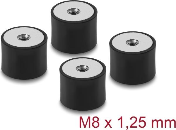 Delock Vibrationsdämpfer M8 x 1,25 mm D 40 x H 30 mm mit 2 x Innengewinde 4 Stück schwarz (60828)
