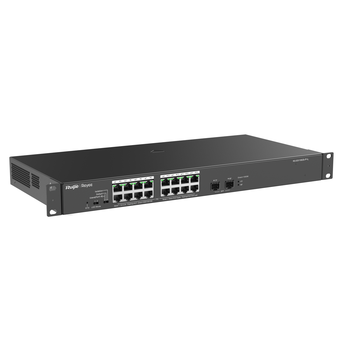 Ruijie Reyee RG-ES118GS-P-L Unmanaged Switch 18× RJ-45 2× SFP Schwarz