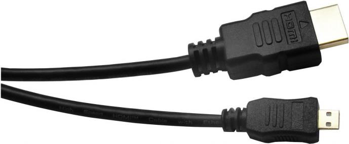 Micro HDMI Kabel, High Speed mit Ethernet, vergoldet, HDMI St. A / HDMI Micro St. D, 2,0 m Anschlusskabel zur Übertragung von digitalen Monitor- und TV-Signalen (128495)