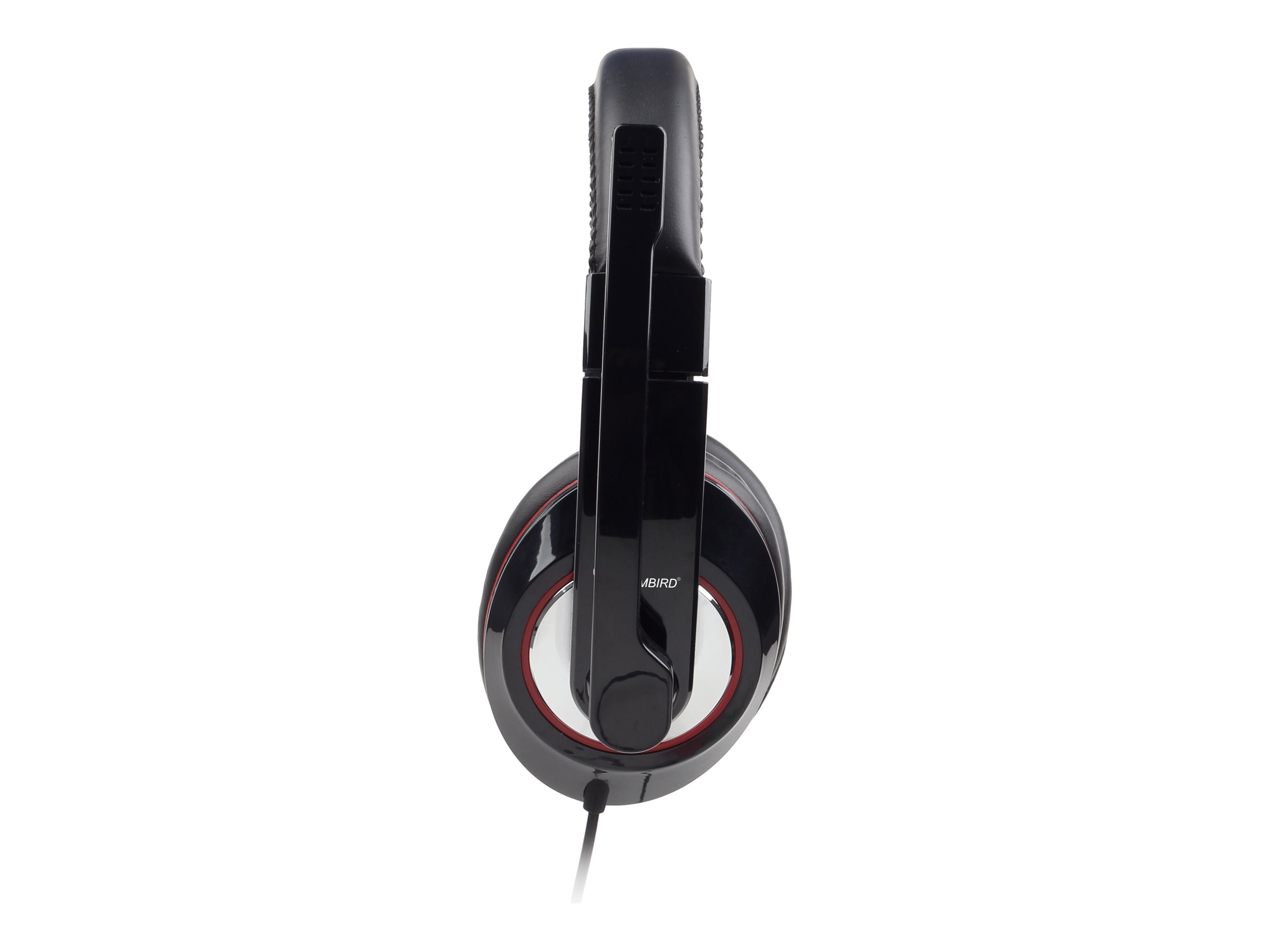 Gembird MHS-U-001 Over-Ear USB-Headset mit Mikrofon und Lautstärkeregler, Glänzend schwarz