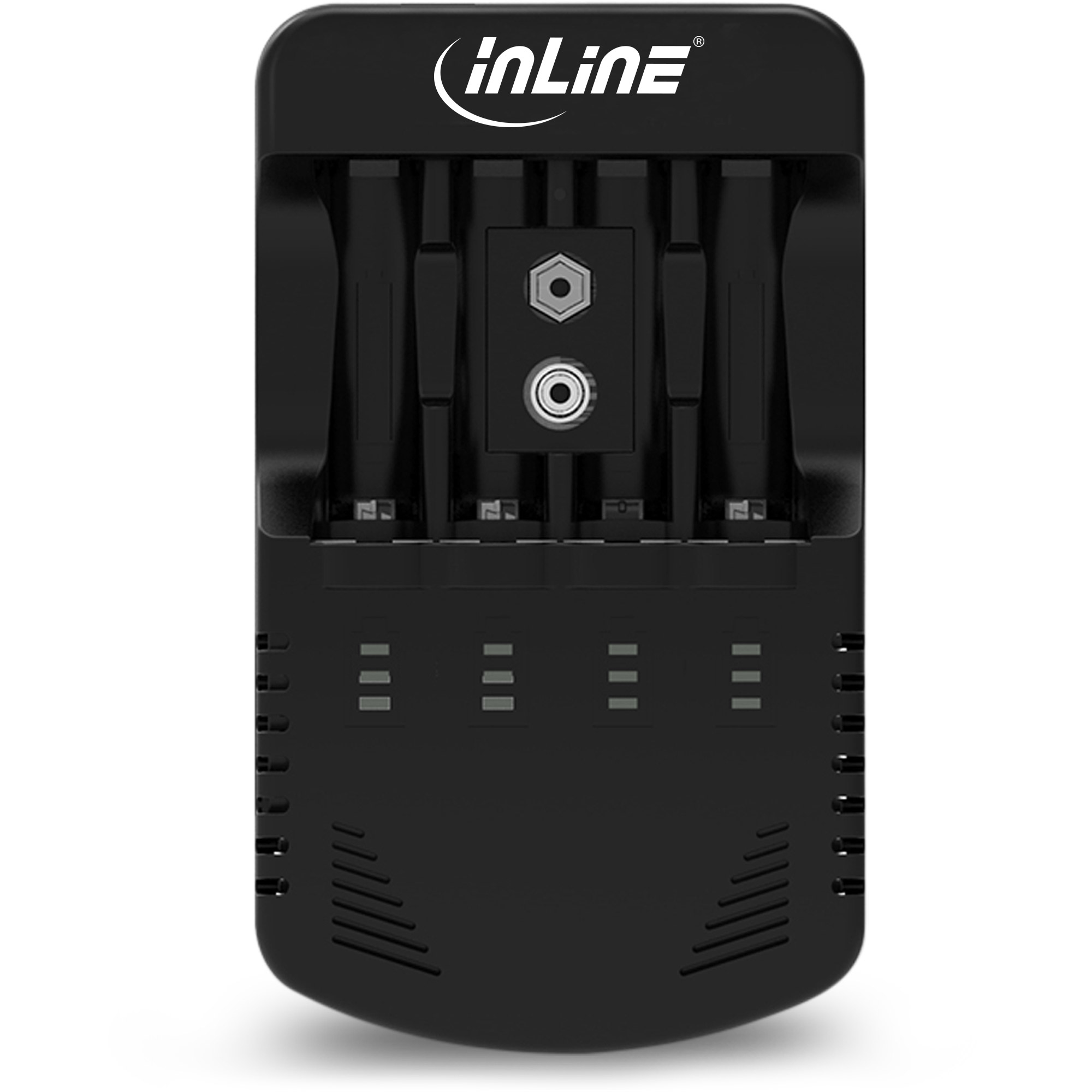 InLine Batterieladegerät NiCd+NiMH AA, AAA und 9V Block Schwarz
