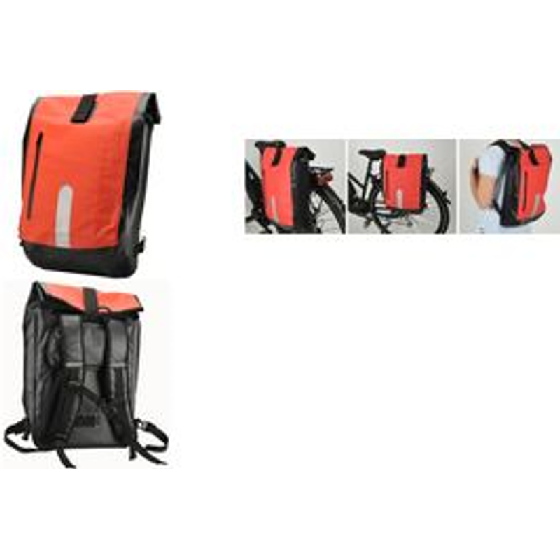 FISCHER Fahrrad-Gepäckträgertasche, rot/schwarz aus 85% PVC und 15%  Polyester, wasserdicht, mit geschweißten 86282