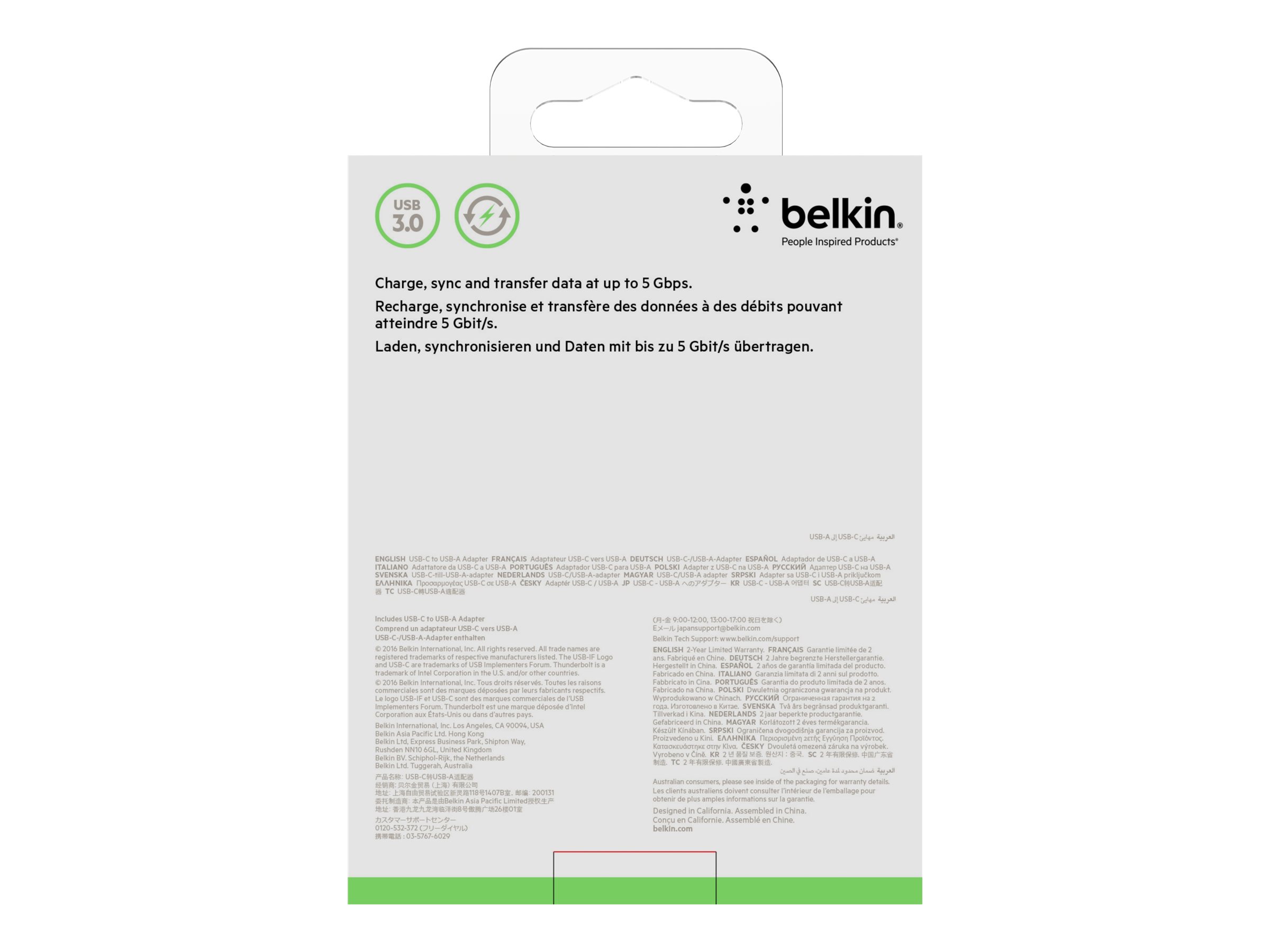 Belkin 3.0 USB-C to USB-A Adapter 1 m Schwarz