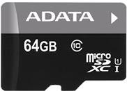 ADATA Premier Flash-Speicherkarte (microSDXC-an-SD-Adapter inbegriffen) (AUSDX64GUICL10A1-RA1)