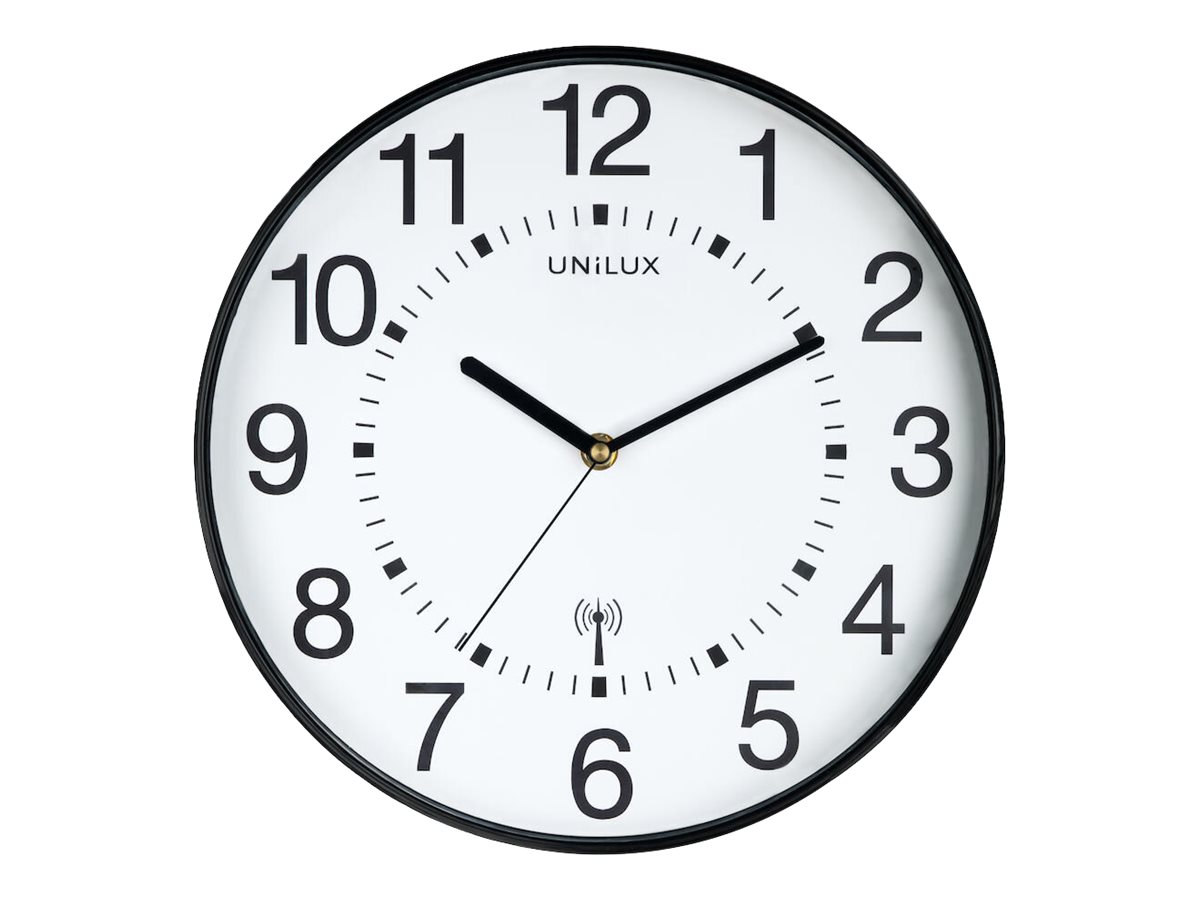 Unilux WAVE Wanduhr Analog Funkgesteuert 30 cm Schwarz