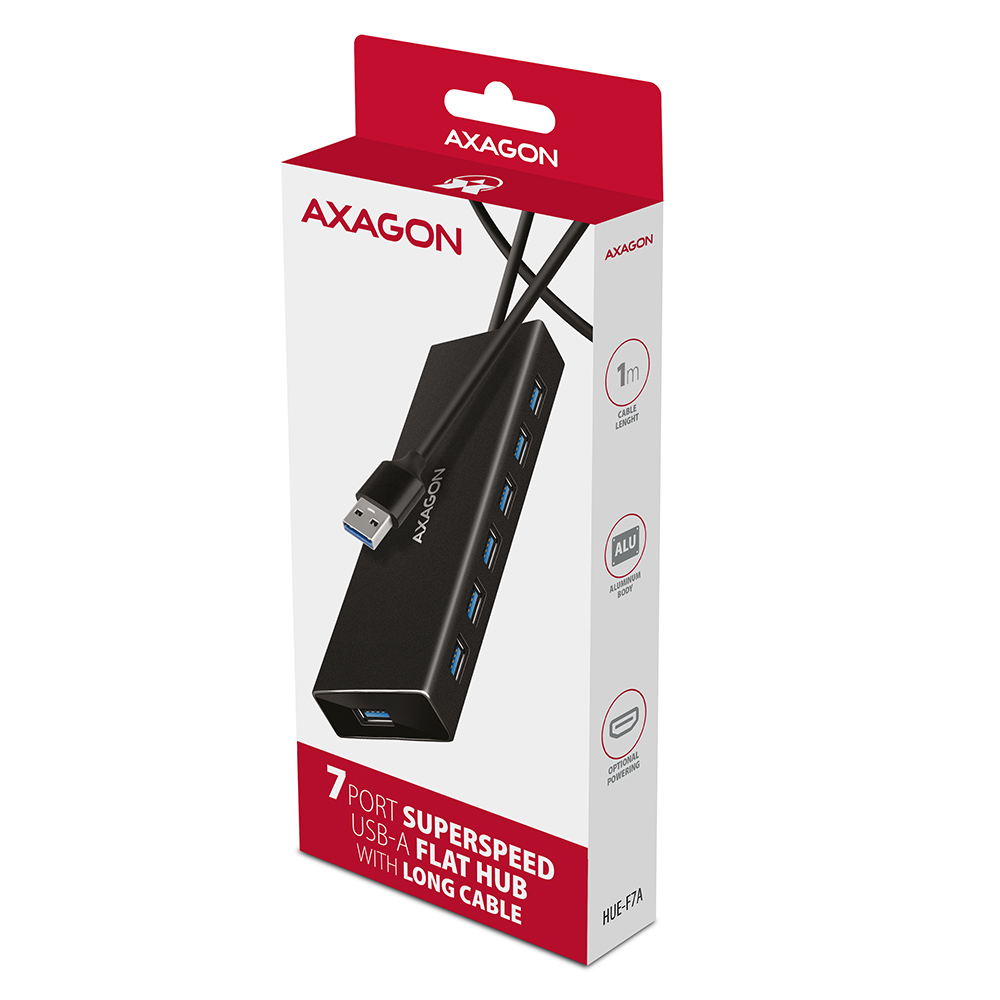 AXAGON HUE-F7A USB-Hub 7x USB 3.2 Gen 1 Schwarz