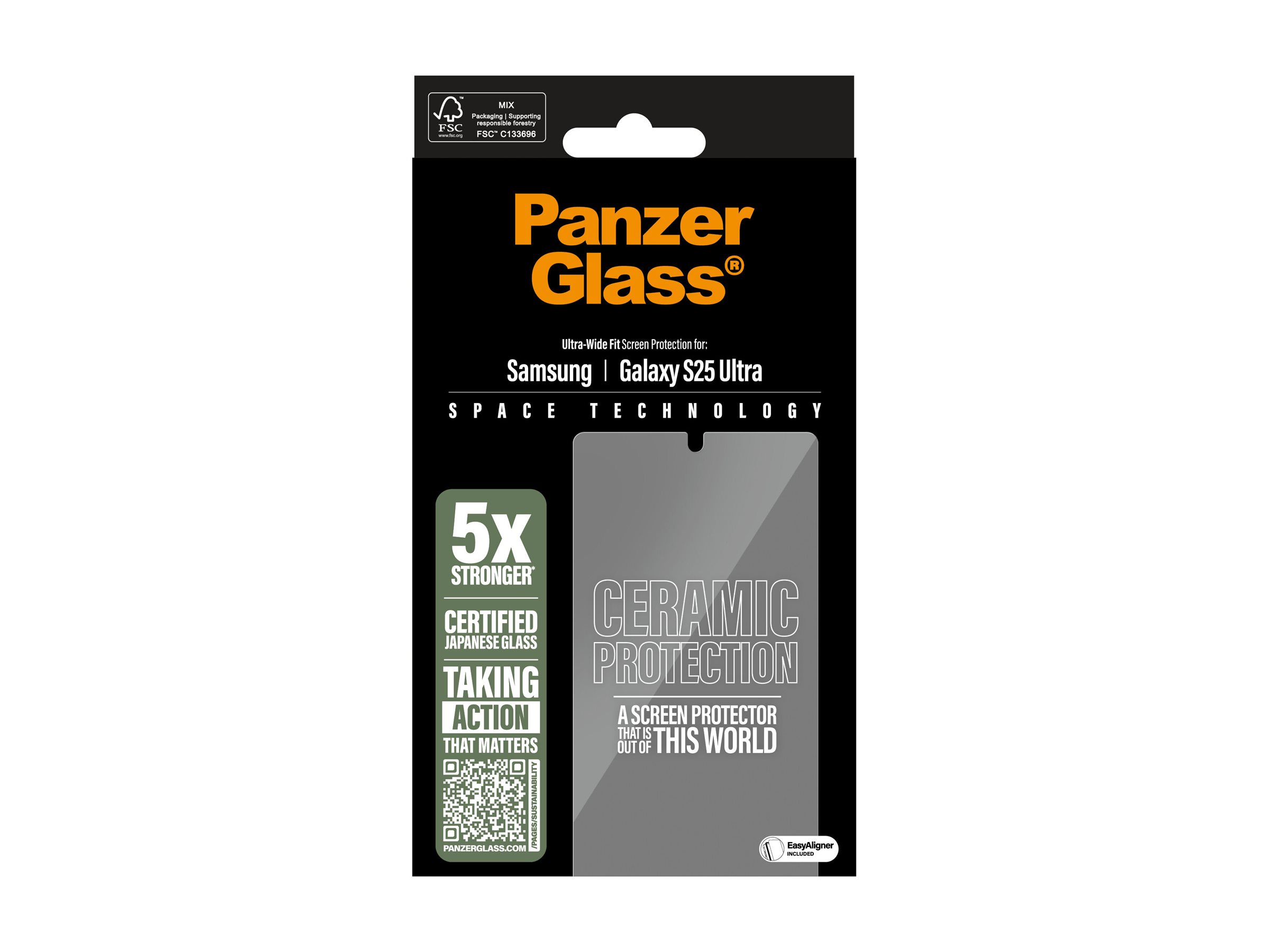 PanzerGlass Ceramic Protection Bildschirmschutz für Samsung Galaxy S25 Ultra Ultra-Wide Fit Schwarz