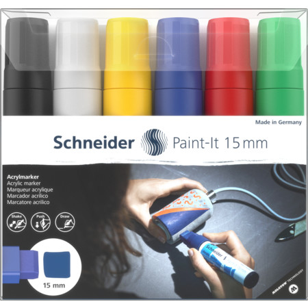 Schneider Paint-It 330 V1 Acrylstifte 6 Stück 15 mm farbsortiert