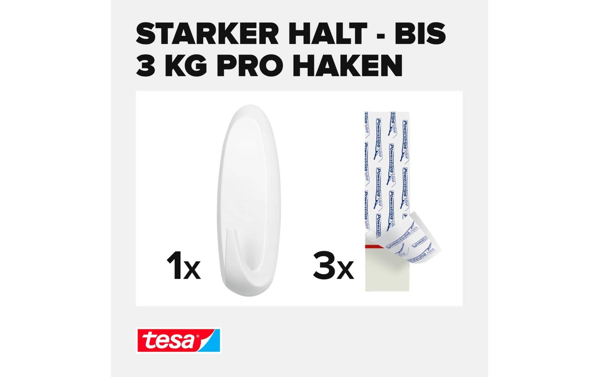 tesa Powerstrips Haken XL Oval Weiß