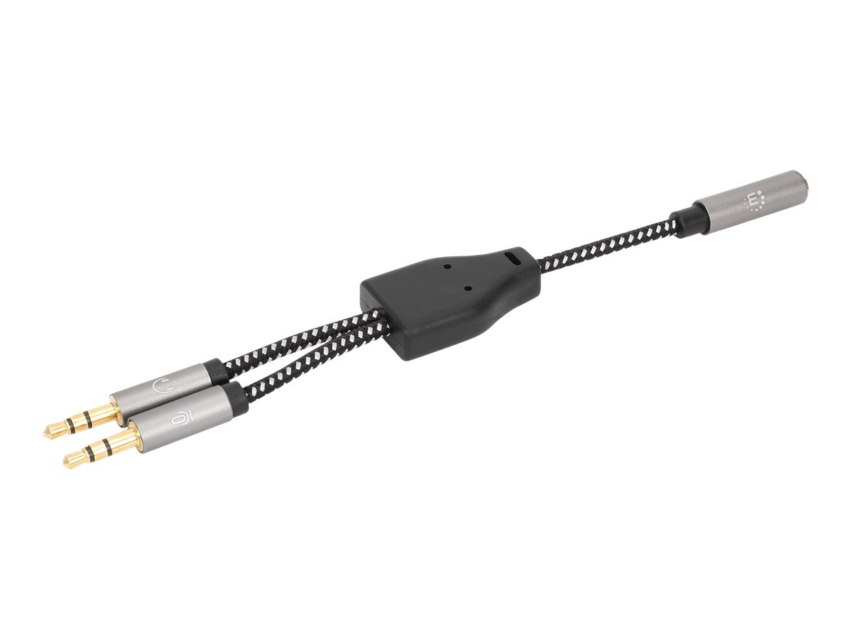 Manhattan Headset-Adapterkabel 3,5 mm Y-Splitter 15 cm Schwarz, Silber