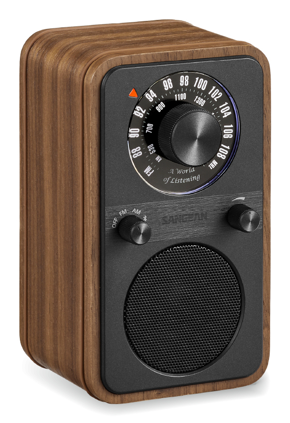 Sangean WR-9 Tragbares FM-Radio Echtholz-Gehäuse AM/FM Bluetooth 8W Vintage Walnut