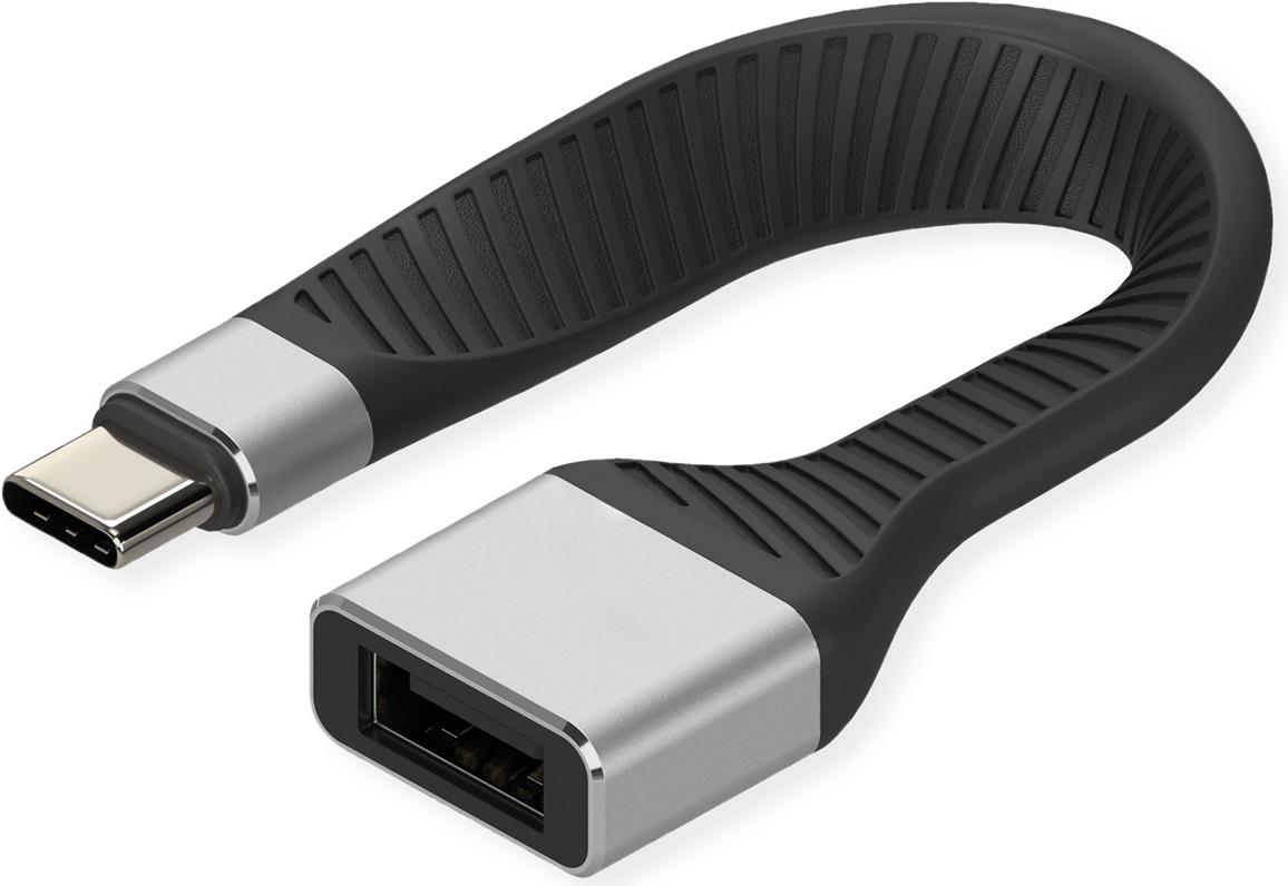 ROLINE USB 3.2 Gen 2 Silikonkabel, C-A, ST/BU, 10Gbit/s, Emark, schwarz, 11 cm (11.02.9016)