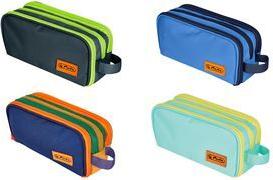 herlitz Doppel-Schlamper-Etui Neon Uni blue aus Polyester, 2 Fächer mit Reißverschluss, 1 Fach - 1 Stück (400205925)