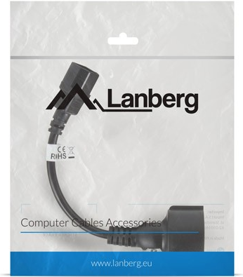 Lanberg CA-C14E-10CC-0018-BK Stromkabel Schwarz 0,18 m C14-Koppler (CA-C14E-10CC-0018-BK)
