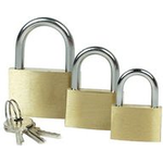 BRÜDER MANNESMANN Vorhängeschloss-Satz, 3-tlg, kurzer Bügel 3 Messingvorhängeschlösser mit jeweils 3 Schlüsseln pro - 1 Stück (M413-03)