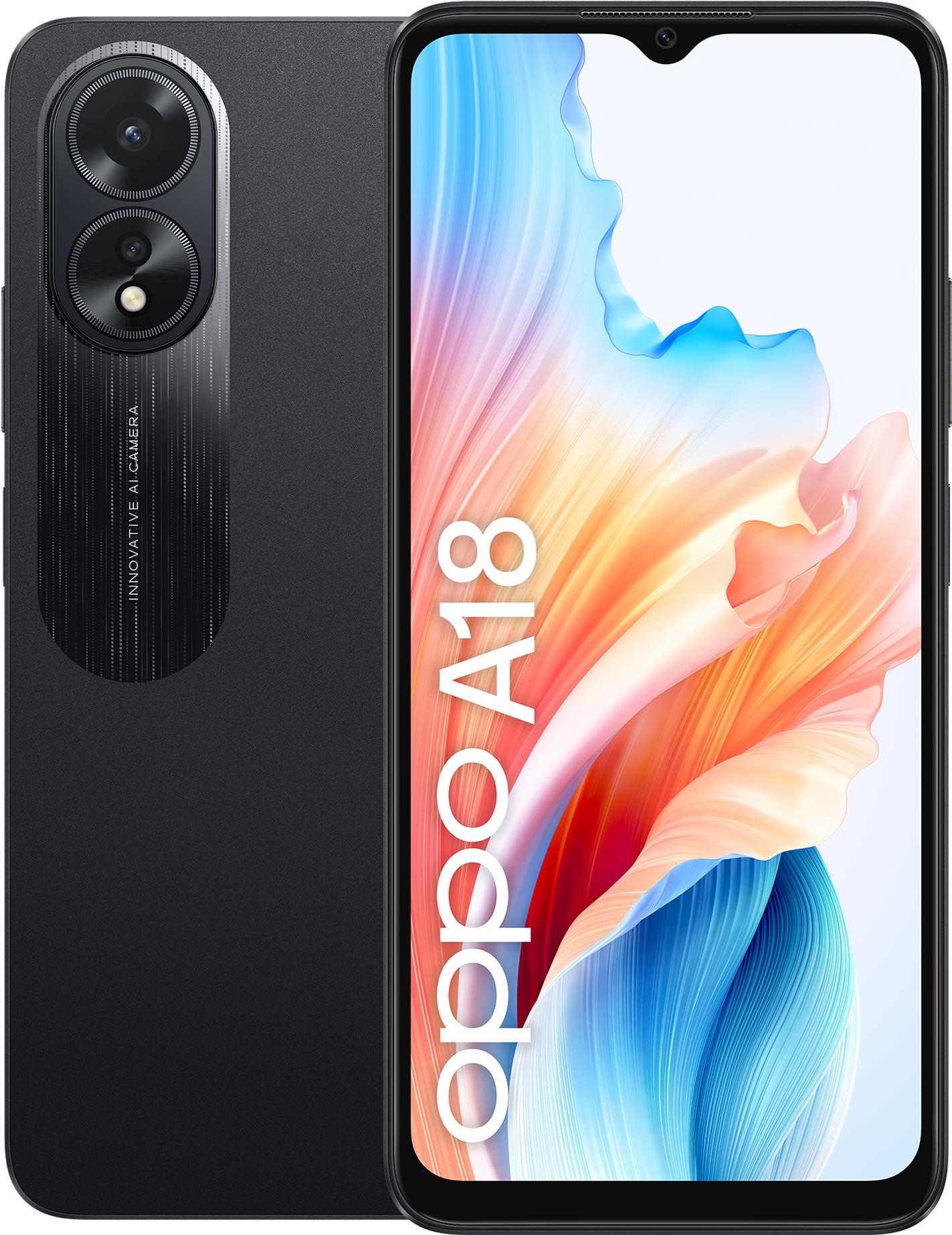 OPPO A18 16,7 cm (6.56") Dual-SIM Android 13 4G USB Typ-C 4 GB 128 GB 5000 mAh Schwarz (631001002094)