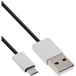 InLine® Micro-USB 2.0 Kabel, USB-A Stecker an Micro-B Stecker, schwarz/Alu, flexibel, 1m (31710I)