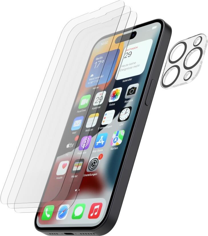 Hama Schutzglas-Set für iPhone 14 Pro, 3x Displayschutz, 1x Kameraschutz (00216366)