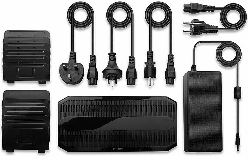 Lindy 120W 10-Port USB-Ladestation 2x USB-C 8x USB-A Schwarz