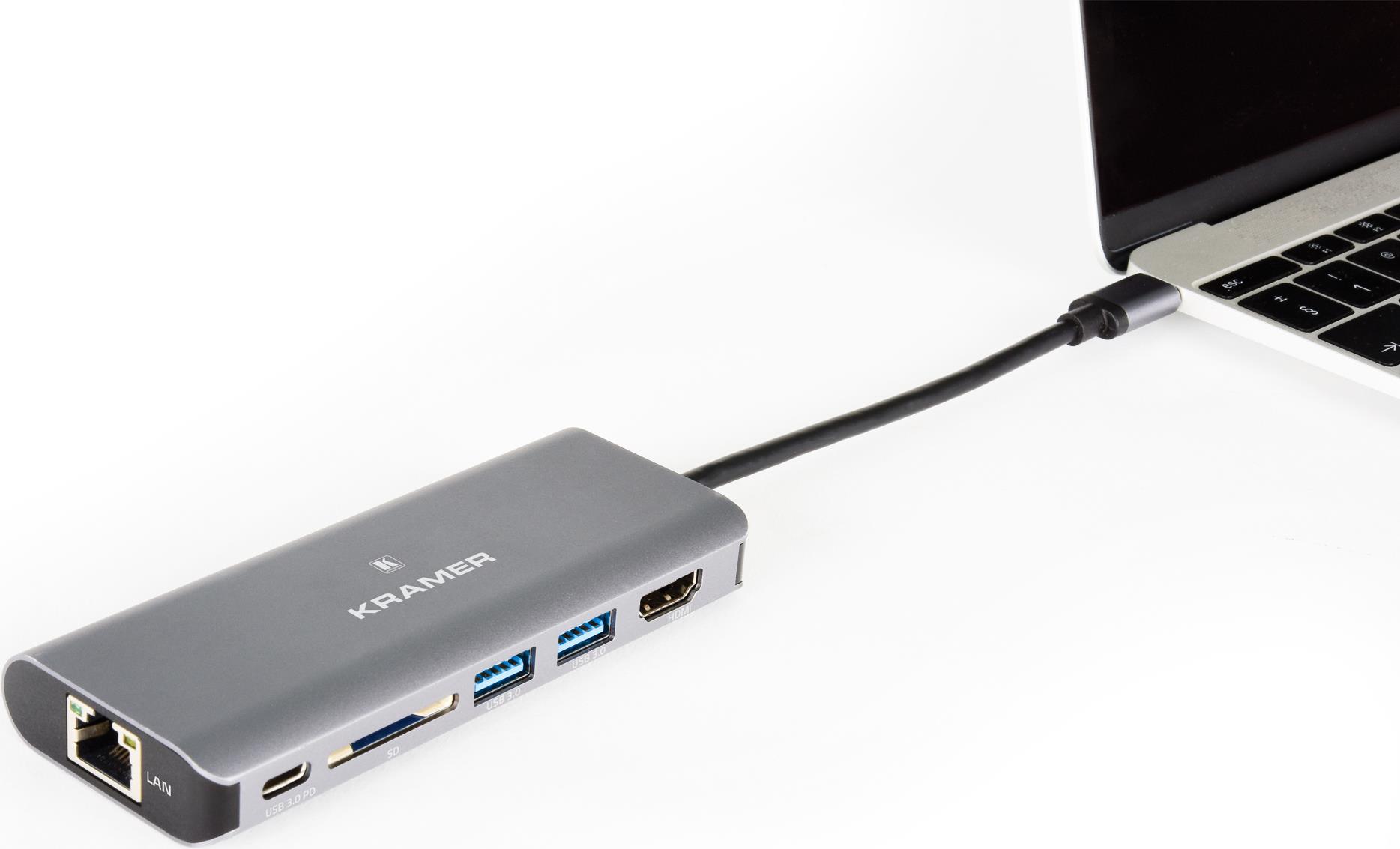 Kramer Electronics KDock-2 USB-C Dockingstation HDMI 1GbE Schwarz, Silber