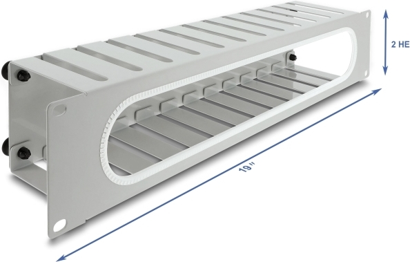Delock 48.26cm 19Zoll 2 HE Kabelmanagement Rangierpanel mitÖffnung und Kantenschutz (67280)