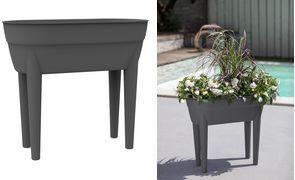 EDA Pflanztrog "OSAKA", (B)780 x (H)680 mm, anthrazit erhöhtes Pflanzgefäß, Erdvolumen: 48 Liter, Füße mit - 1 Stück (013587 G.ANT CX)